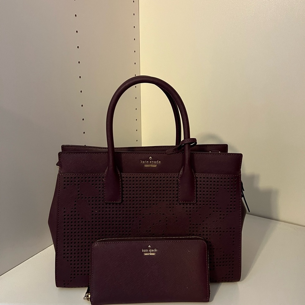 Kate Spade Burgundy Satchel and Wallet Set